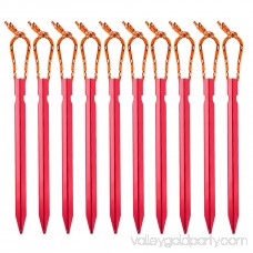 10 Pack Burly Aluminum Alloy Tent Stakes, Tent pegs ,Lightweight Aluminum Pegs Footprint 9inch, for Camping, Beach, Snow and Sand (Red) 570842551
